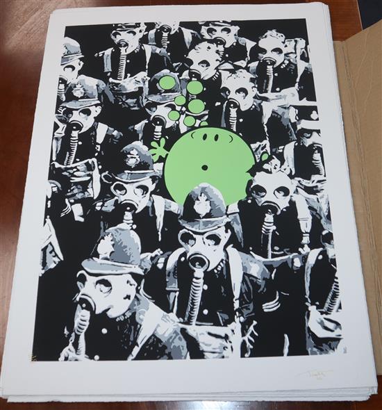 T. WAT, 28 limited edition prints, Mr Smelly with Police in Gas Mask, signed and numbered from the edition of 60,